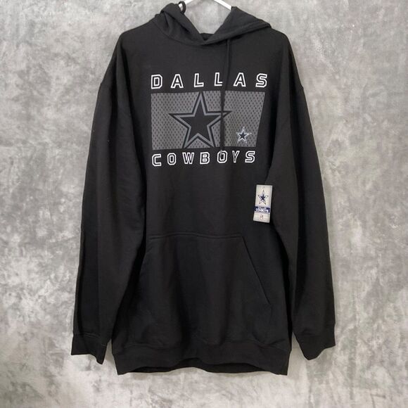 NFL DALLAS COWBOYS APPAREL Black/Gray HOODIE SWEATSHIRT mens 2XL NEW - Picture 1 of 9